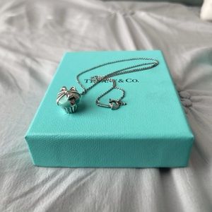 Tiffany Blue Enamel Cupcake Pendant Necklace
